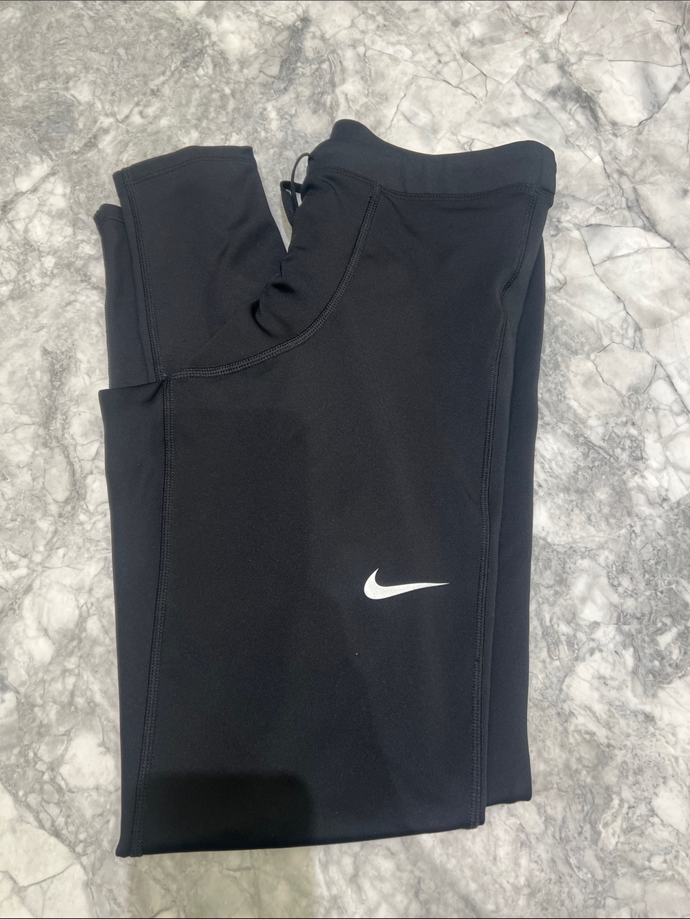 Nike Black Dryfit Leggings with White Swoosh Logo